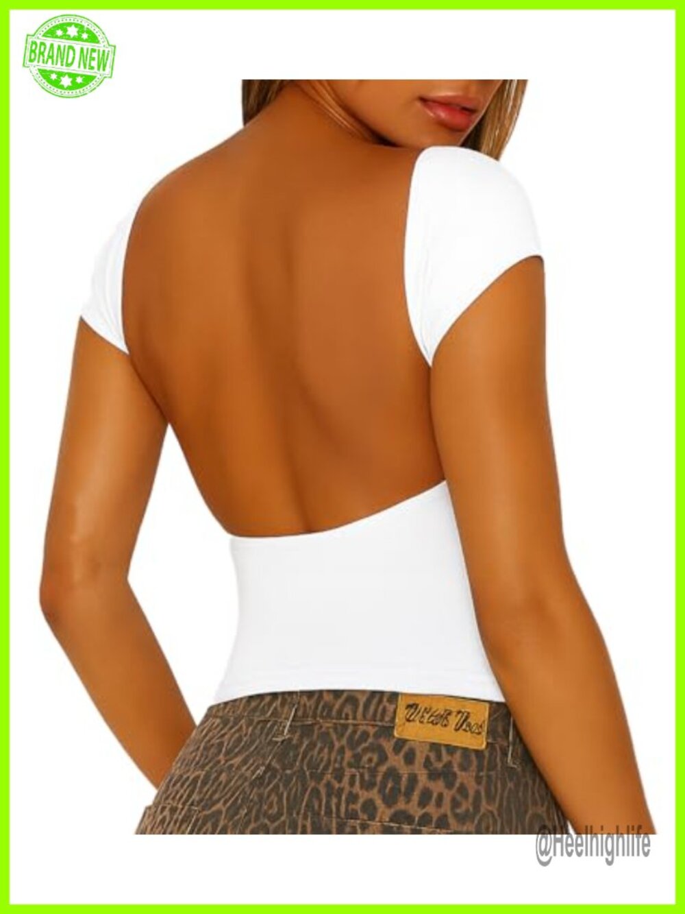 Backless Crewneck Slim Fit Crop Tee Sexy Casual Summer Y2K Top